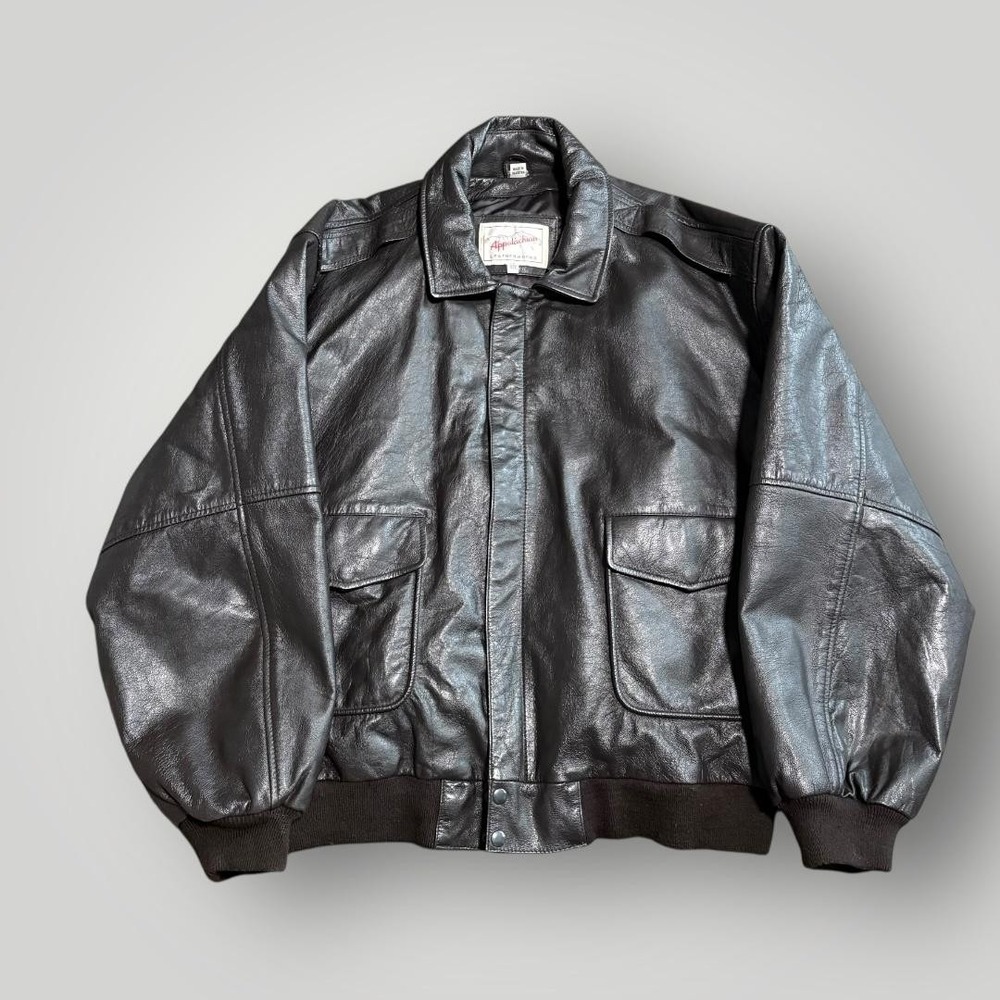 Appalachian‎ Leatherworks Jacket Mens 3XL Black Goatskin Leather Bomber Flight